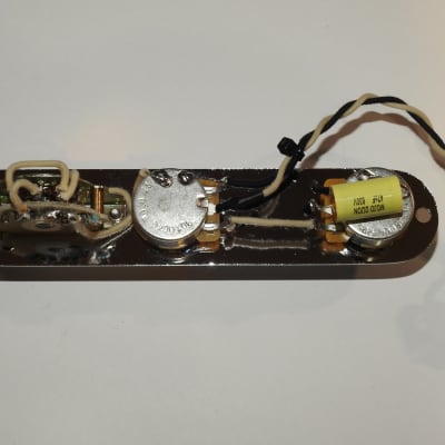 Telecaster Loaded Pre Wired 4 Way Chrome Control Plate With Kluson Chrome Control Plate, Gotoh Chrome Barrel Knobs, Oak Grigsby 4 Way Switch, Mojotone Dijon .047uF Tone Cap, CTS Pot, Switchcraft Jack, and Gavitt Cloth Wire! image 6