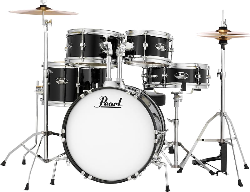 Pearl Roadshow Jr. 5-piece Complete Drum Set with Cymbals - Jet Black image 1