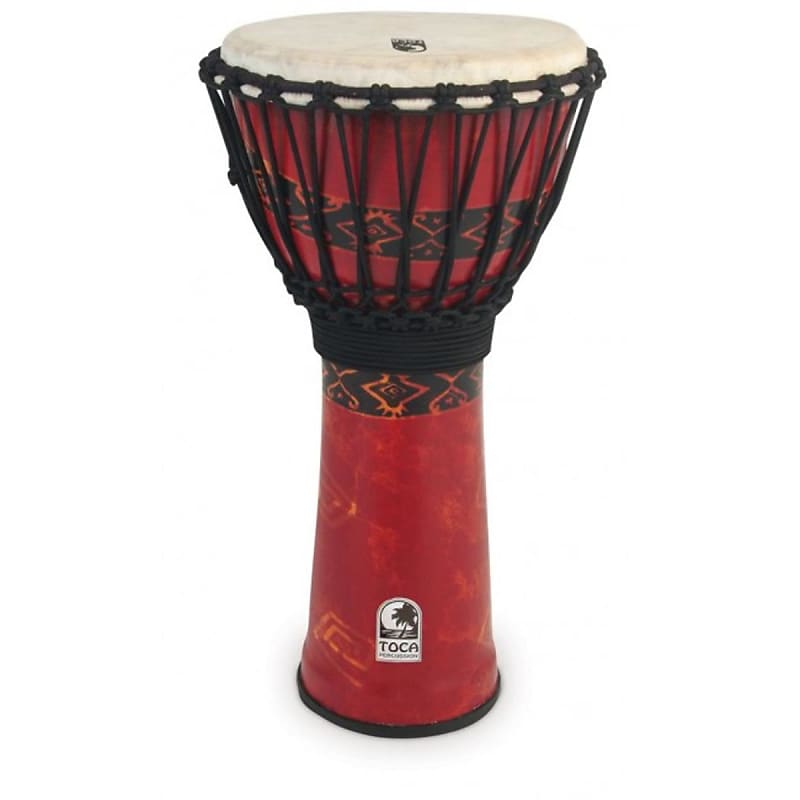 Toca Freestyle 2 Series Djembe 12'' Inch Bali Red Print Rope Tuned TF2DJ12RP image 1