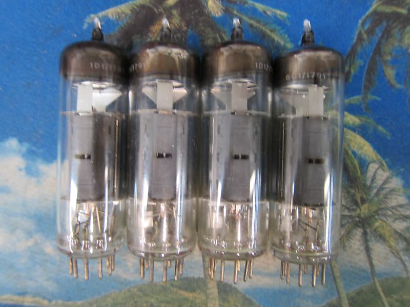 4 Vintage Tungsram 6BM8/ECL82 Power tubes, Test Strong, 1960/70s 