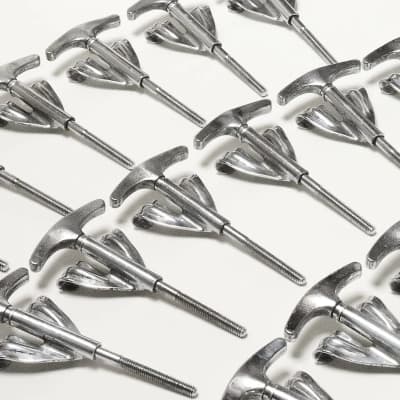 Set of (20) Ludwig Bass Drum Tension Rods & (20) Claws, Chrome - 1960's / ALL STRAIGHT image 16