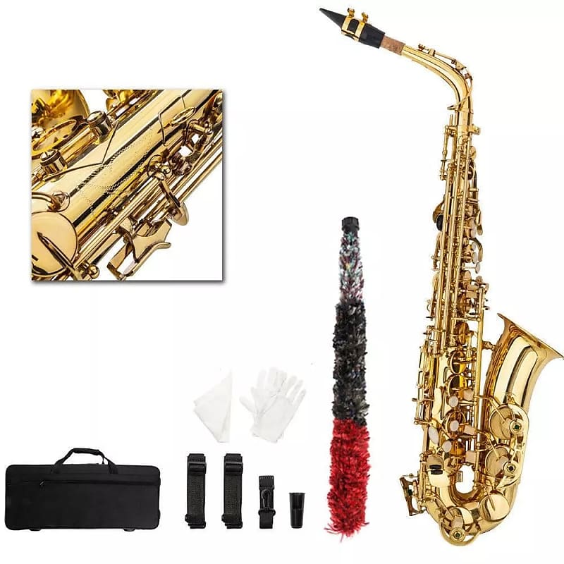 Professional Alto Drop E Lacquered Golden Eb Saxophone W/ | Reverb