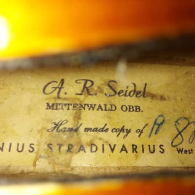 A.R. Seidel Sized 4/4 violin, Germany, 1988,  Stradivarius Copy, with Case & Bow image 2