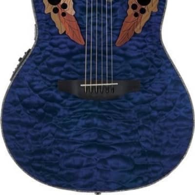 Ovation CE44P-8TQ Celebrity Elite Plus Mid-Depth A/E Guitar, Blue Transparent image 2