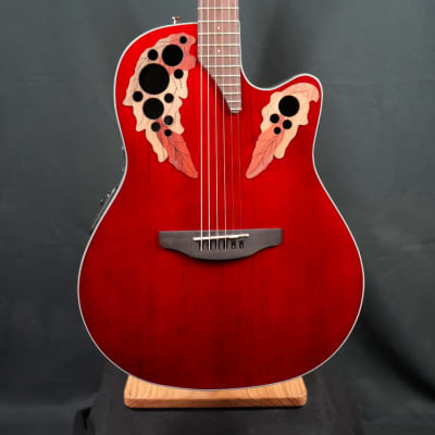 Ovation CE44-RR-G Celebrity Elite Ruby Red Acoustic Guitar Mid Bowl image 1