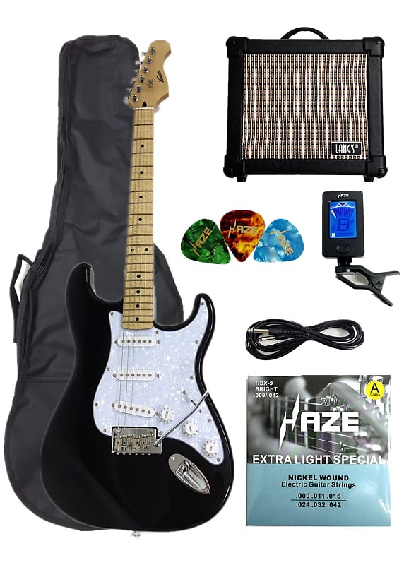 Kapok KA-ST/BK Electric Guitar, Amp, Accessories Pack image 1
