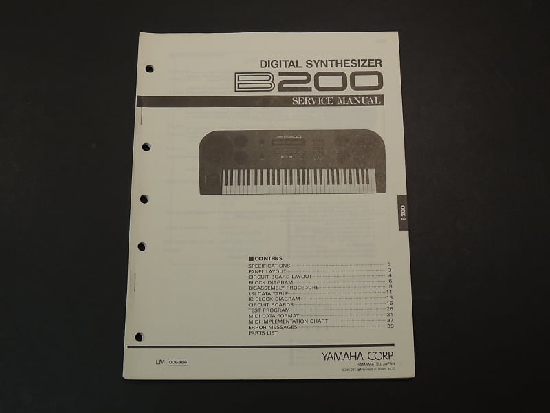 Yamaha B200 Service Manual [Three Wave Music] image 1