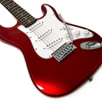 SX 3/4 Size Electric Guitar Beginner Package w/Amp Carry Bag, Strap, Cord RST 3/4 CAR Red image 6