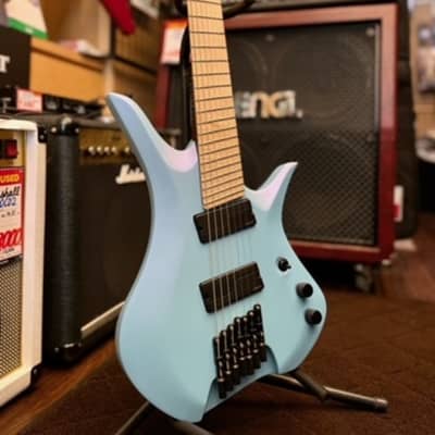 BlacKat Guitars HDA 7 【Custom Order Model】【7 String】 2022 - Solid Pearlescent Light Blue with Purple Haze image 2