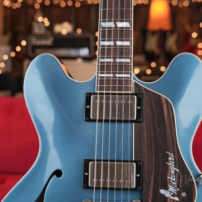 Josh Williams 'Mockingbird' JWG273 Semi-Hollowbody Electric Guitar-Pelham Blue Finish & Bloombucker Pickups! image 3