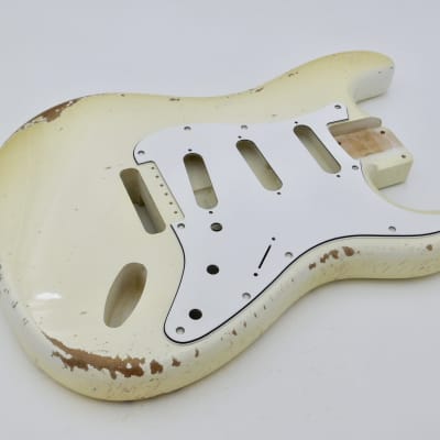 3lbs 14oz BloomDoom Nitro Lacquer Aged Relic Olympic White S-Style Vintage Custom Guitar Body image 5