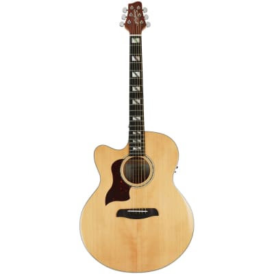 Sawtooth Solid Spruce Top Left-Handed Jumbo Cutaway 6 String Acoustic Electric Guitar with Flame Maple Back and Sides image 1