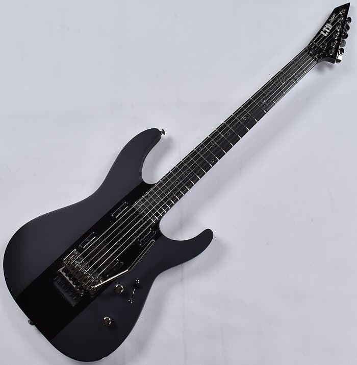 ESP LTD Deluxe M-1000 Electric Guitar in Satin Black with ESP LTD Deluxe M-1000 Electric Guitar in Satin Black with