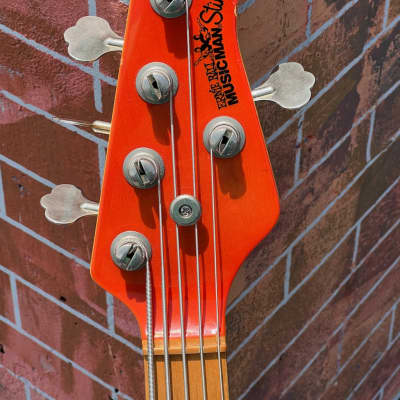Ernie Ball Music Man Stingray 5-String Bass 2000 - pretty see-thru Amber w/a Matching Headstock simply beat sweet !! image 5