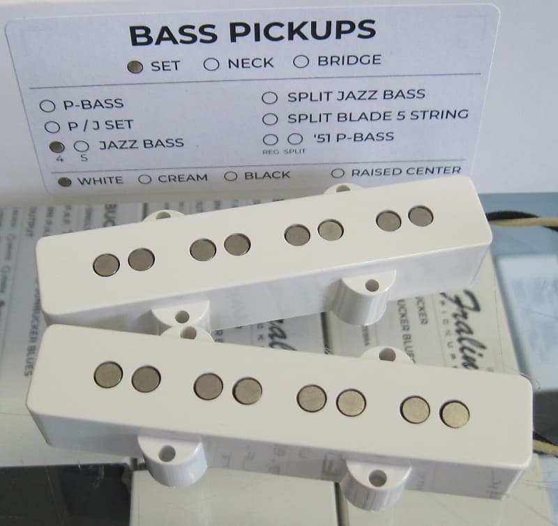 Lindy Fralin Jazz Bass Pickups Set White Covers image 1
