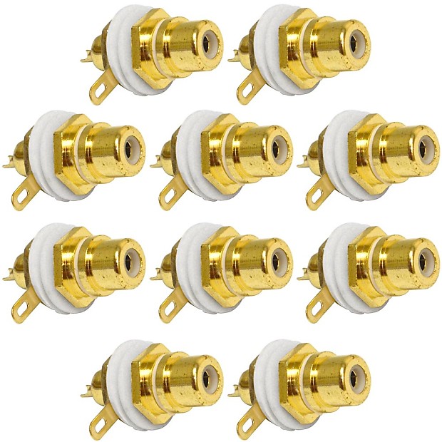 Seismic Audio SAPT230-10PACK Gold-Plated Female RCA Chassis Mount Cable Connectors (10-Pack) image 1