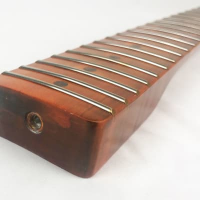 Tele Style Guitar Neck Dark Roasted Tiger Flame Maple Abalone Dots image 5