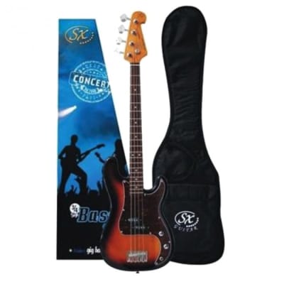 SX Bass Guitar Short Scale 3/4 Size 30inch 3-Tone Sunburst - VEP34TS image 1