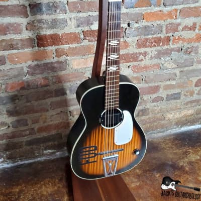 Harmony "FOD" Green Day Inspired Stella Parlor Acoustic Guitar w/ Goldfoil Pickup (1960s, Sunburst) image 6