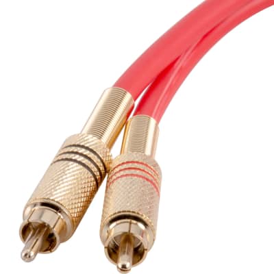 Premium Red 1 Foot Dual RCA Male to Dual RCA Male Audio Patch Cable image 3