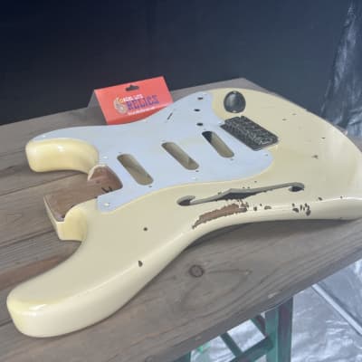 Real Life Relics Thinline F Hole Strat® Body Aged Vintage Blond image 5