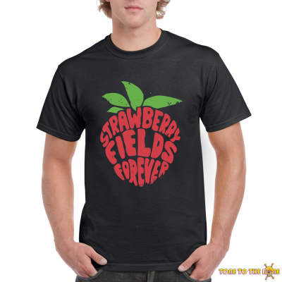 Strawberry Fields forever Custom Printed T Shirt Black Medium