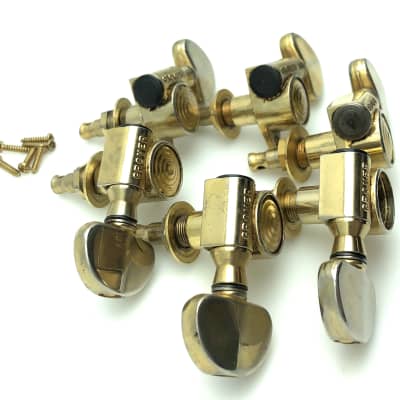 Grover Vintage Rotomatic Bullseye 3x3 Tuners 1960’s-70’s Worn Gold image 3