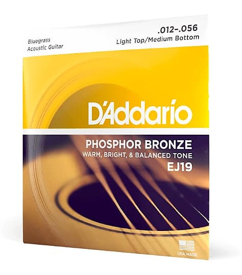 D'Addario EJ19 Phosphor Bronze Bluegrass Acoustic Guitar Strings Light Top / Medium Bottom 13-56 image 1