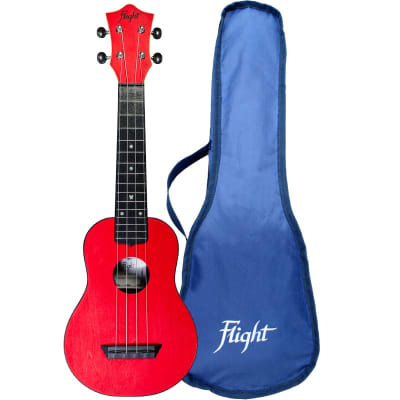 Flight TUS35 Red Travel Soprano Ukulele New - plastic and a laminate linden top - red image 1