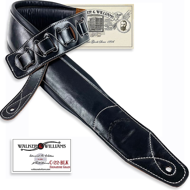 Walker & Williams XL-72 Dark Brown Guitar Strap Extender Lengthens W&W (and Other) Straps Up to 60