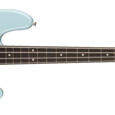 Fender Gold Foil Jazz Bass in Sonic Blue with Deluxe Gig Bag image 2