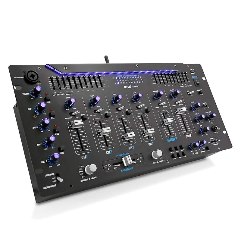  Pyle Professional Wireless DJ Audio Mixer - 6-Channel Bluetooth  Compatible DJ Controller Sound Mixer w/ DSP Effects, USB Audio Interface,  Dual RCA In, XLR/1/4 Microphone In, Headphone Jack- PMX44T.5 : Everything