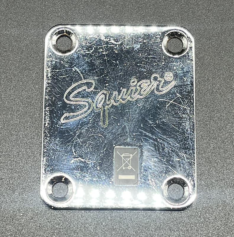 Used Squier by Fender  Chrome Neck Plate part for guitar image 1