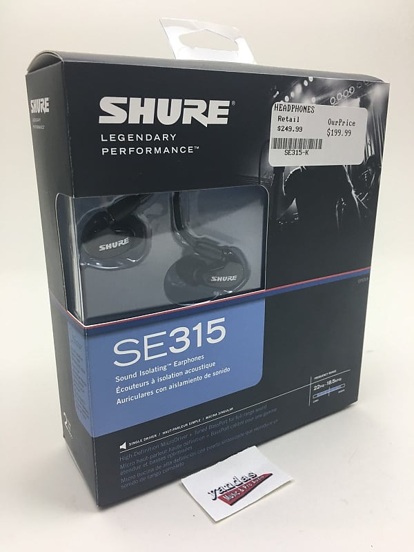 Shure SE315 Sound Isolating Earphones | In-Ear Monitors - Black | Reverb