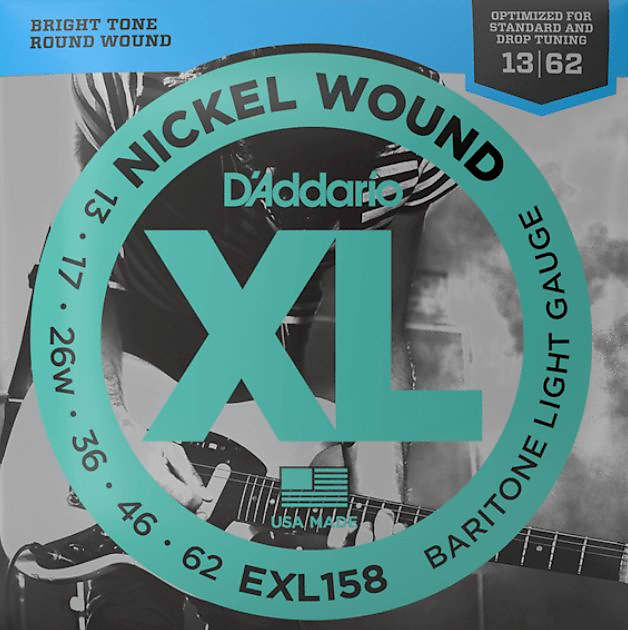 D’Addario EXL158  Light Baritone Nickel Wound Electric Guitar Strings 13-62 image 1