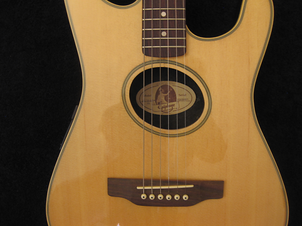 NOS Epiphone El Diablo Natural w Hardshell Case Fender Stratacoustic w Gibson Explorer Headstock Reverb