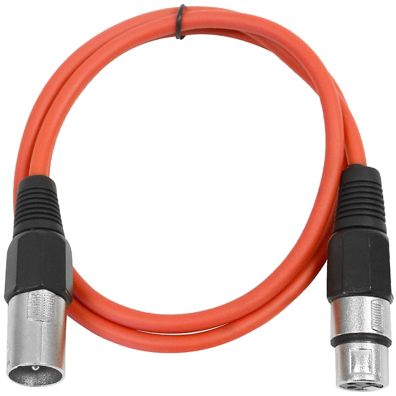 SEISMIC AUDIO Red 3' XLR Patch Cable - Snake Mic Cord image 1
