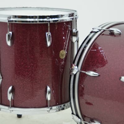 Used 1960's Recovered Gretsch 3pc Drum Kit - "Burgundy Sparkle" image 2