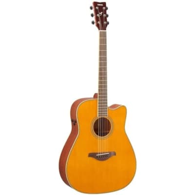 Yamaha FGC-TA VT TransAcoustic Dreadnought Acoustic Guitar Vintage Tint image 2