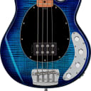 Sterling StingRay RAY34FM Flame Maple 4-String Bass Guitar, Neptune Blue w/ Bag