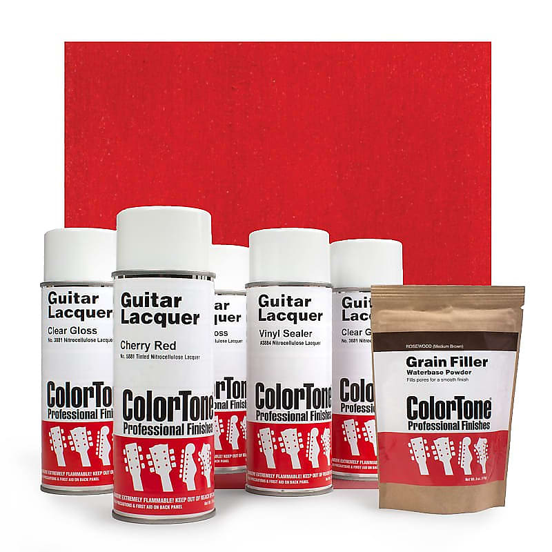 Colortone Aerosol Finishing Set with Tinted Lacquer, Cherry Red