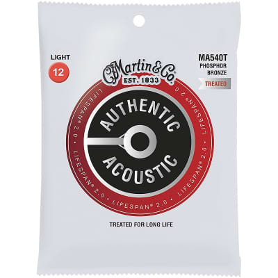 Martin MA540T Authentic Acoustic Lifespan 2.0 Phosphor Bronze Acoustic Guitar Strings - Light (.12 - image 1