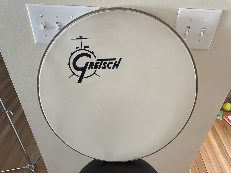 Gretsch Vintage 1960s Round Badge Era 20 Inch Bass Drum Logo Reverb