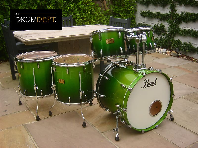 ✮RARE✮Vintage PEARL MASTERS Custom 'Extra' ROCK KIT!✮EMERALD  FADE✮12/13/16/18/22