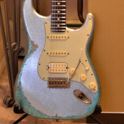 American Fender Stratocaster Silver Sparkle Heavy Relic Custom Shop Texas Specials HSS image 2