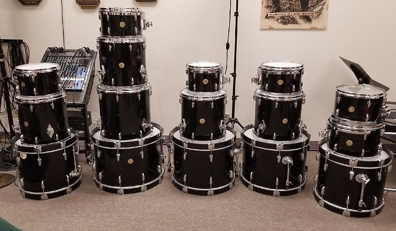 Gretsch USA Custom Black Nitron 18/12/14/5.5 drum set | Reverb UK