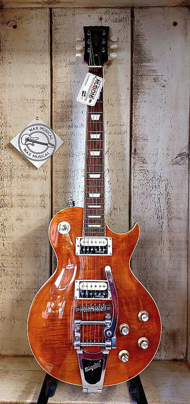 Vintage V100AFD Reissued Paradise Flamed Amber | Reverb UK