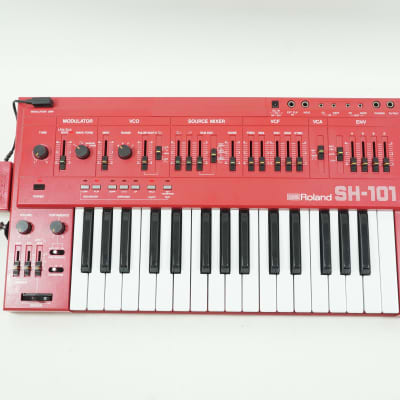 Roland SH-101 w/ MGS-1 Grip RED Monophonic Analog Synthesizer Keyboard EXCELLENT