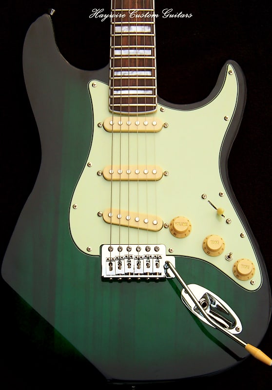 X-Light Green Burst Strat-Custom 22 fret Bound Rosewood/Maple Strat+7 Sound Switch+T-Bleed+BridgeTone+Frets leveled, Crowned and Polished with Mint Green Guard image 1