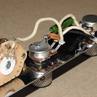 Aged Gotoh Telecaster Loaded Control Plate Wired Harness with Treble Bleed Bourns Oak Grigsby PIO image 13